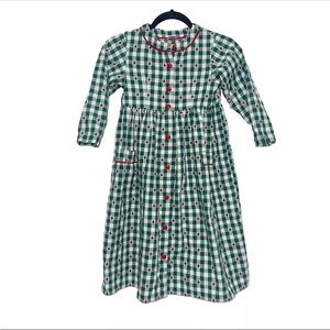 Vintage 90s Copper Key Green White Gingham Apple Dress